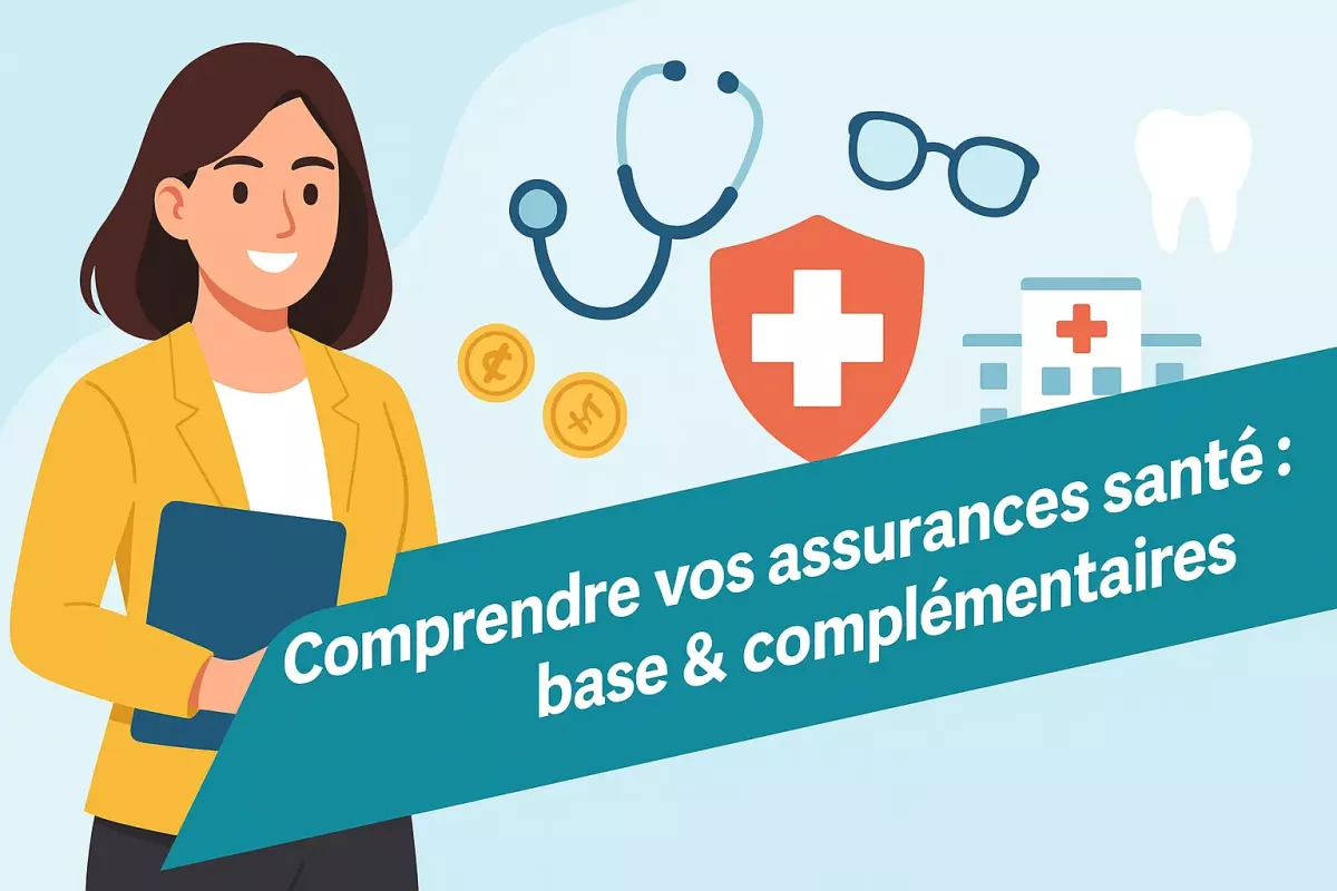 Comprendre vos assurances santé : base et complémentaires Illustration explicative sur les assurances santé de base et complémentaires en Suisse